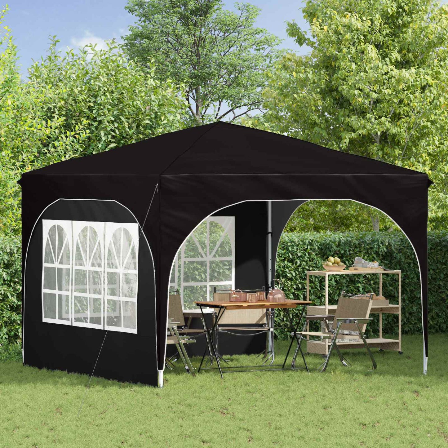 Pop-up Festtelt 290 x 290 x 245 cm Svart