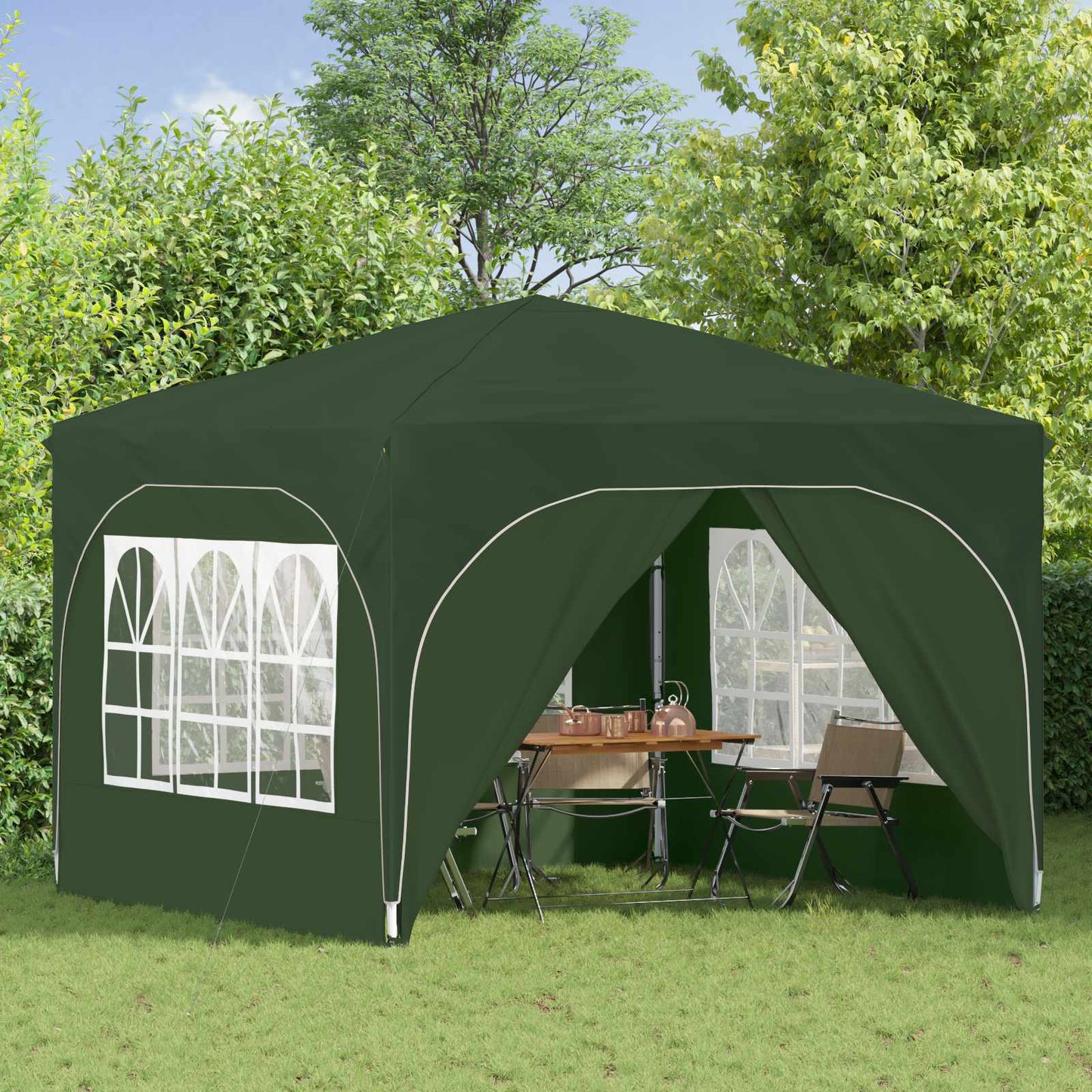 Pop-up Festtelt 290 x 290 x 245 cm Grønn