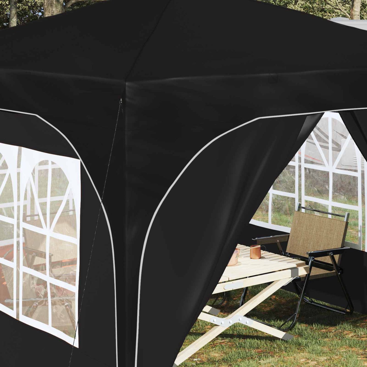 Pop-up Festtelt 290 x 290 x 245 cm Svart