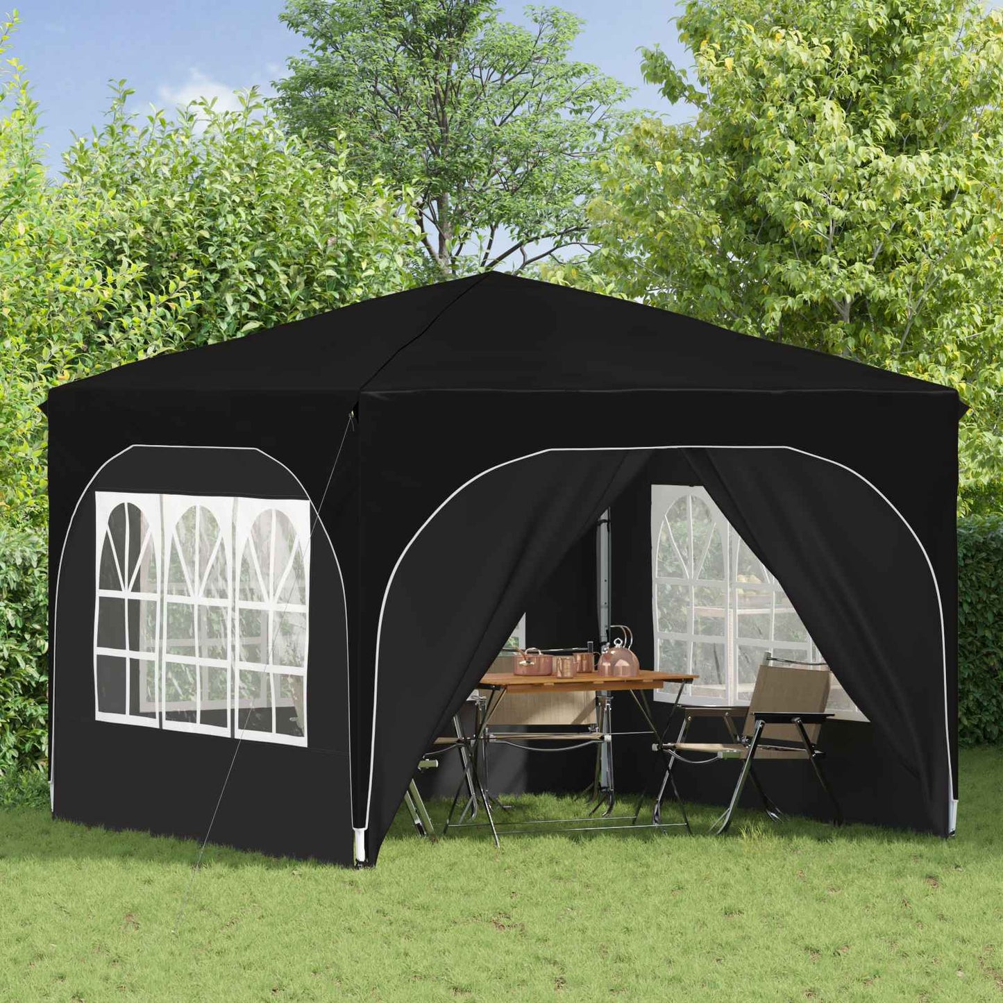 Pop-up Festtelt 290 x 290 x 245 cm Svart
