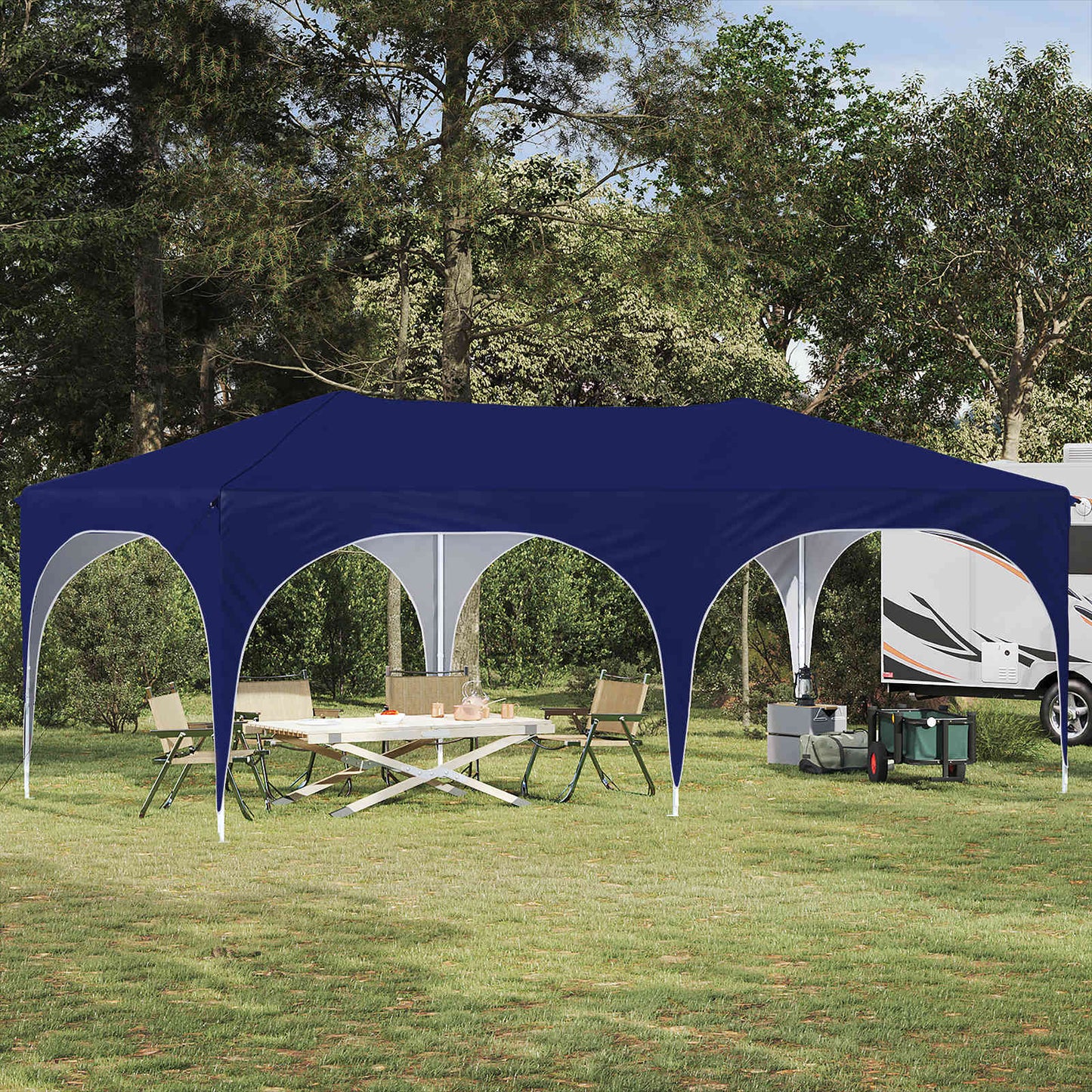 Pop-up Festtelt 575 x 288 x 245 cm Blå Oxford Stoff