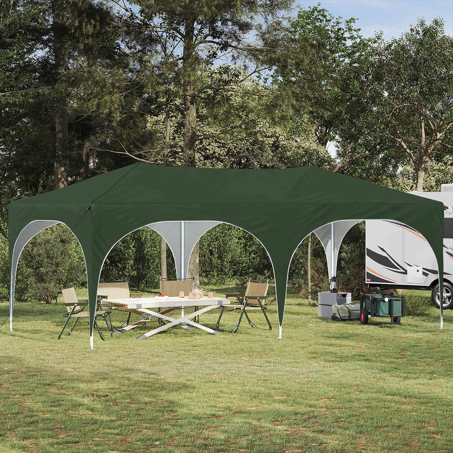 Pop-up Festtelt 575 x 288 x 245 cm Grønn Oxford Stoff