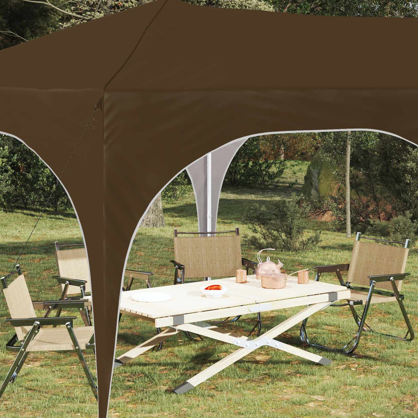 Pop-up Festtelt 575 x 288 x 245 cm Gråbrun Oxford Stoff
