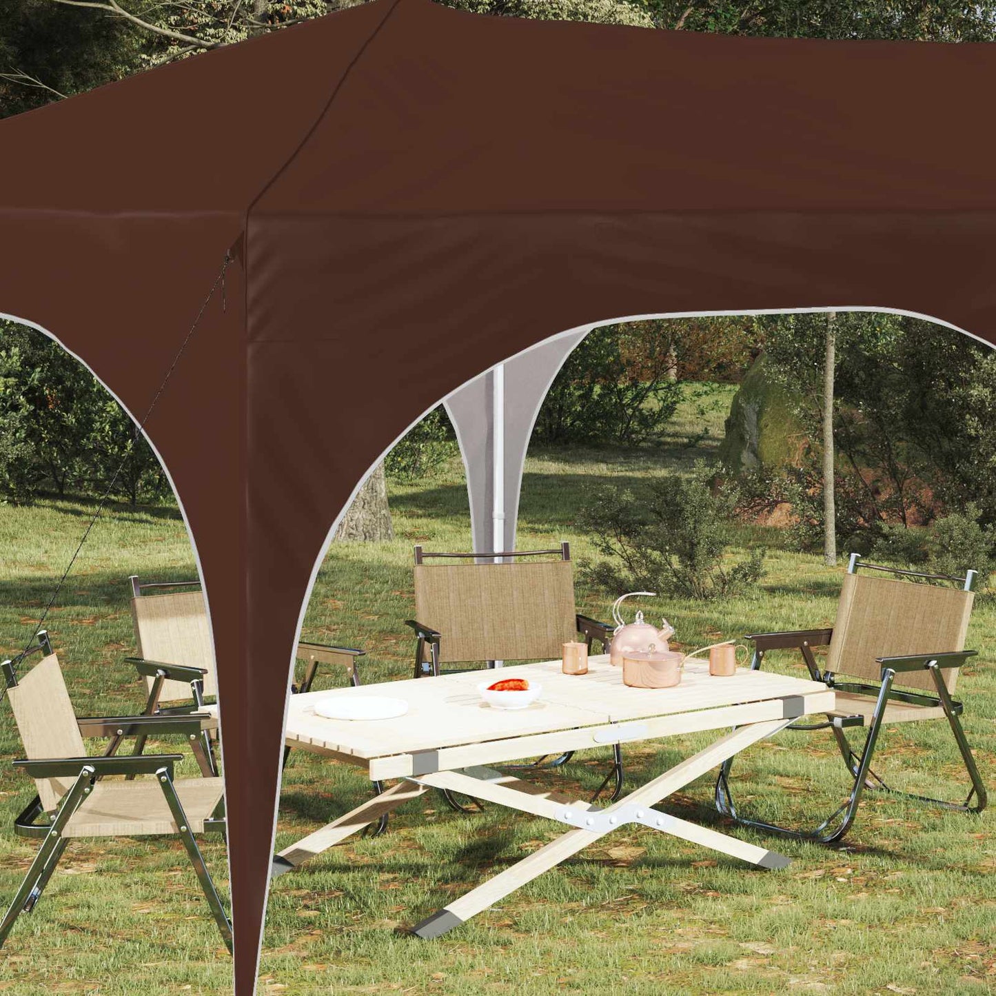 Pop-up Festtelt 575 x 288 x 245 cm Brun Oxford Stoff