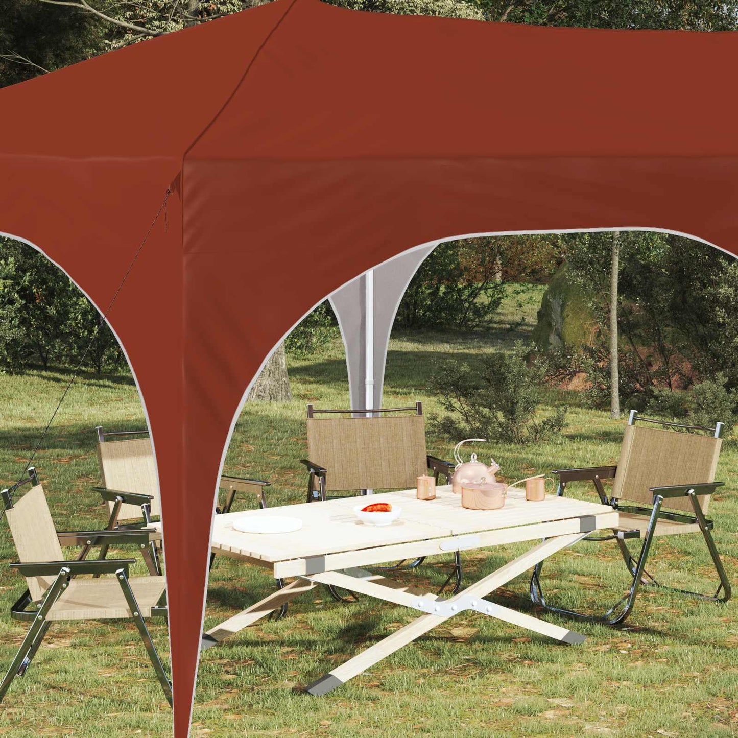 Pop-up Festtelt 575 x 288 x 245 cm Terrakotta Oxford Stoff