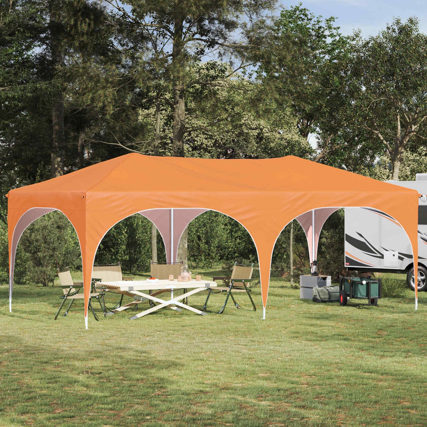 Pop-up Festtelt 575 x 288 x 245 cm Oransje Oxford Stoff