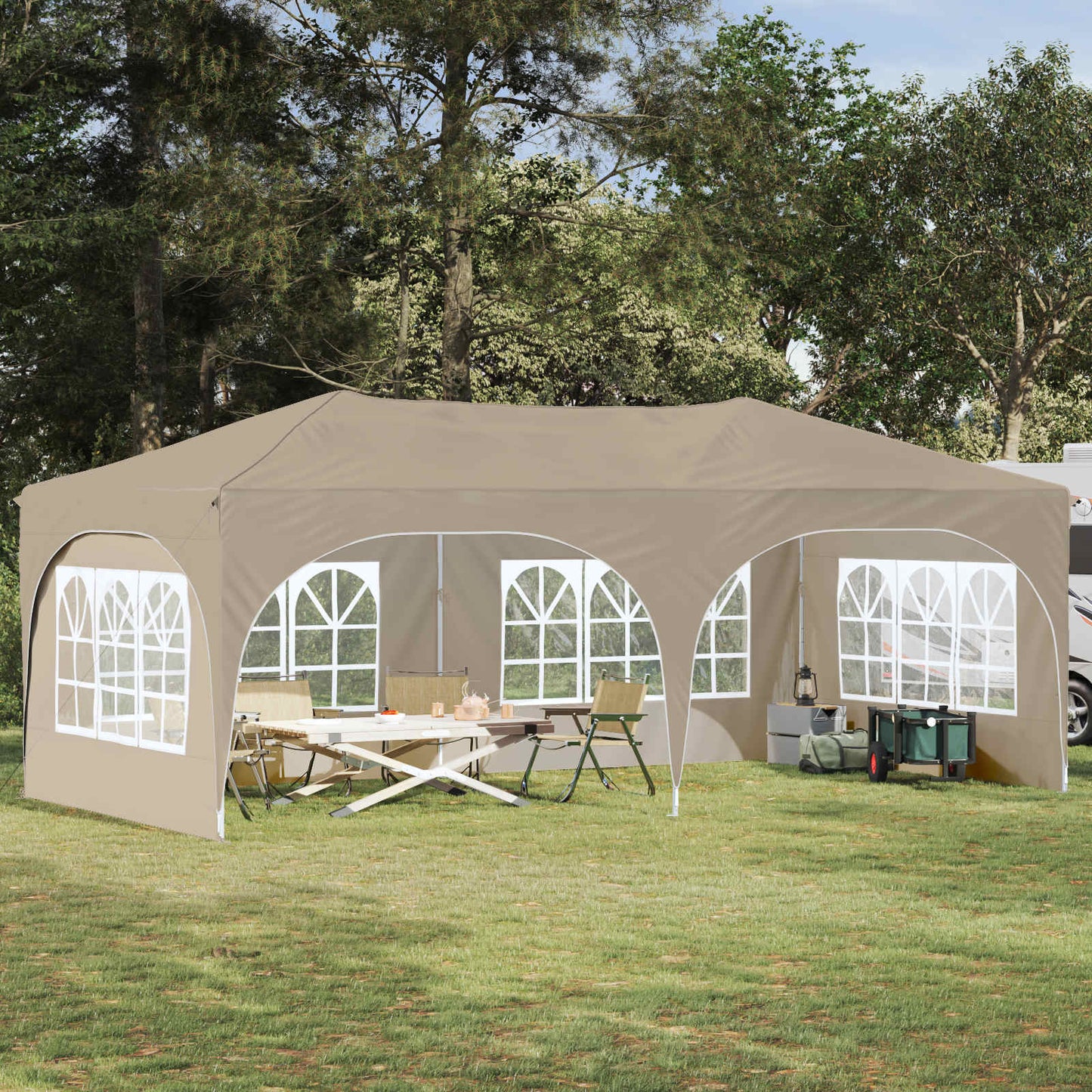 Pop-up Festtelt 575 x 288 x 245 cm Krem Oxford Stoff