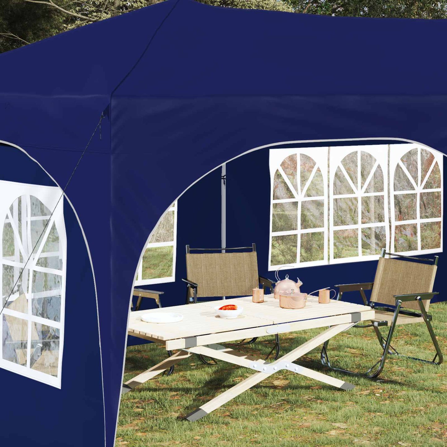 Pop-up Festtelt Blå 575 x 288 x 245 cm Oxford Stoff