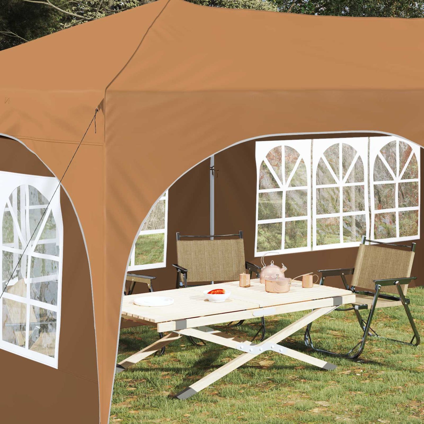 Pop-up Festtelt 575 x 288 x 245 cm Beige Oxford Stoff