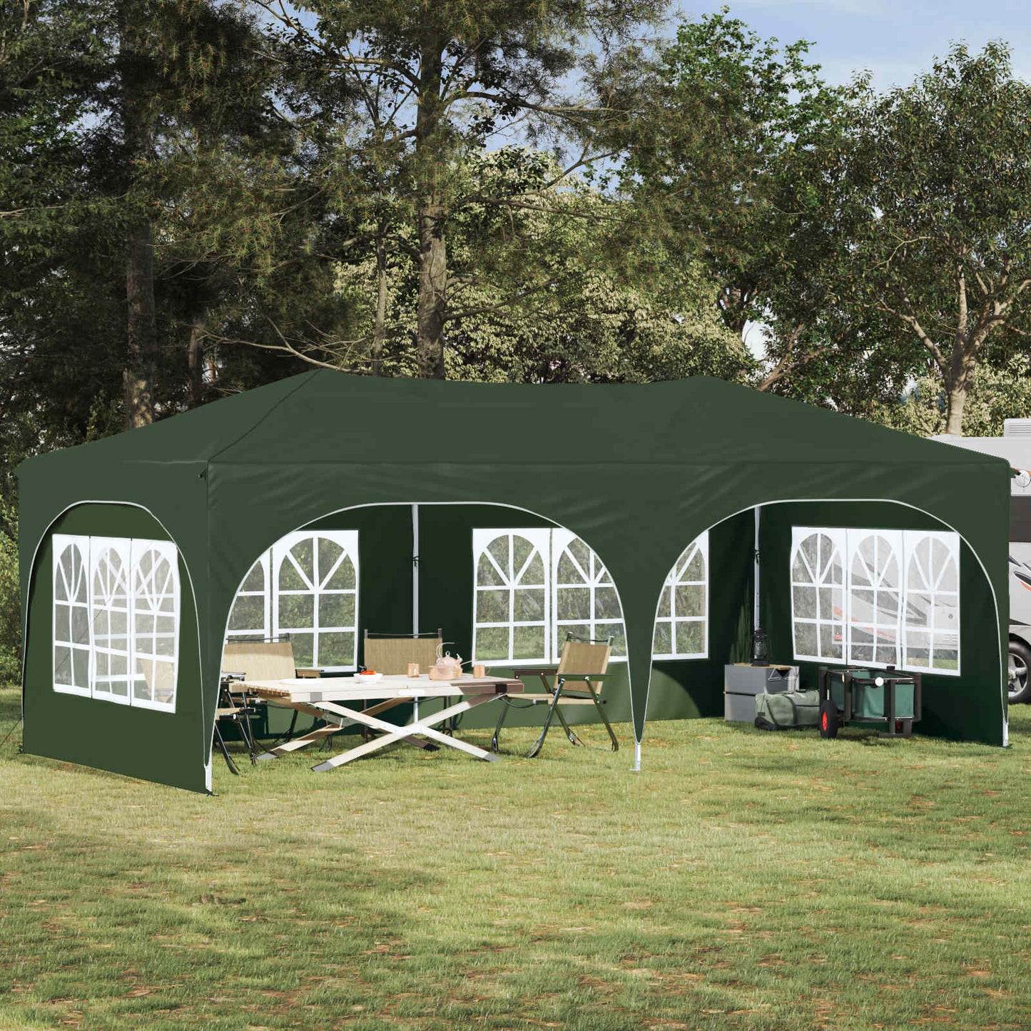 Pop-up Festtelt 575 x 288 x 245 cm Grønn Oxford Stoff