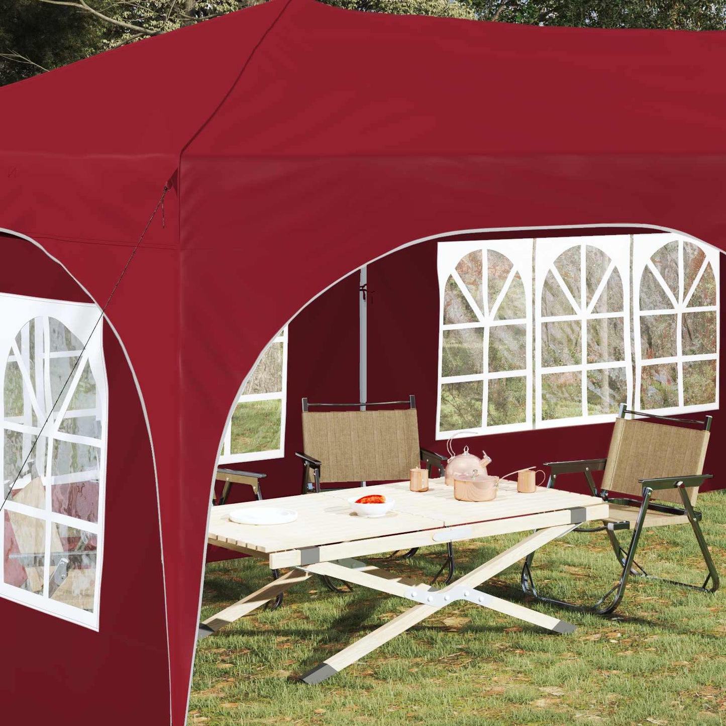 Pop-up Festtelt 575 x 288 x 245 cm Burgunder Oxford Stoff