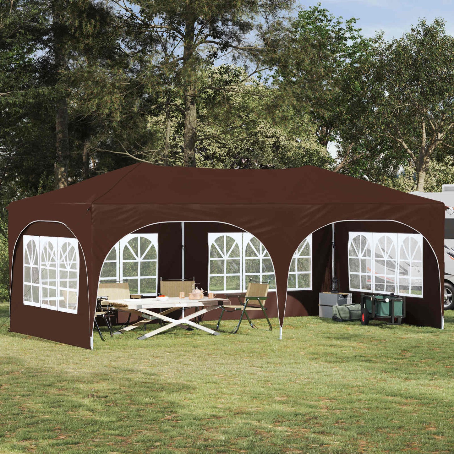 Pop-up Festtelt 575 x 288 x 245 cm Brun Oxford Stoff