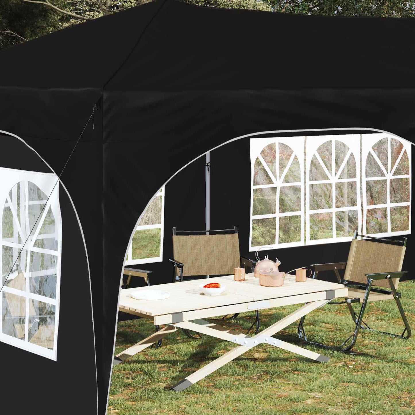 Pop-up Festtelt 575 x 288 x 245 cm Svart Oxford Stoff