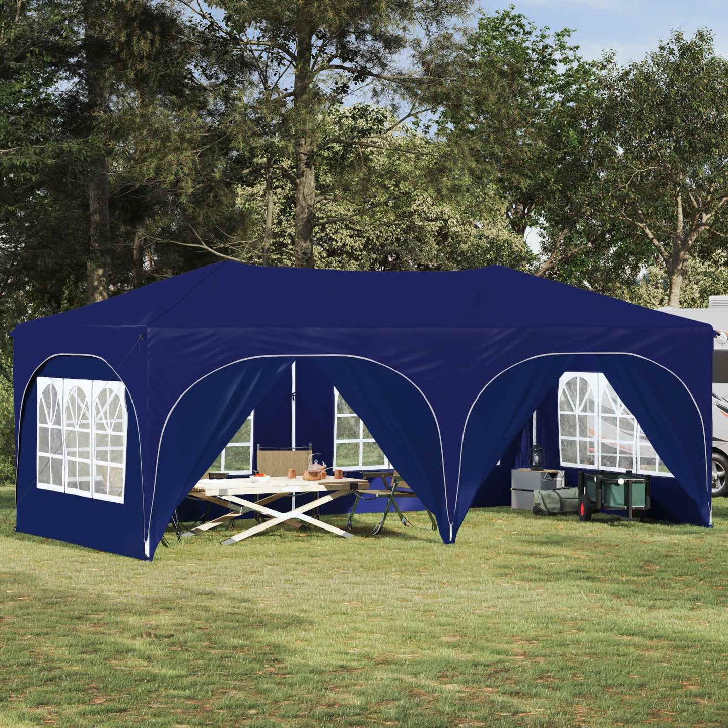 Pop-up Festtelt 575 x 288 x 245 cm Blå Oxford Stoff