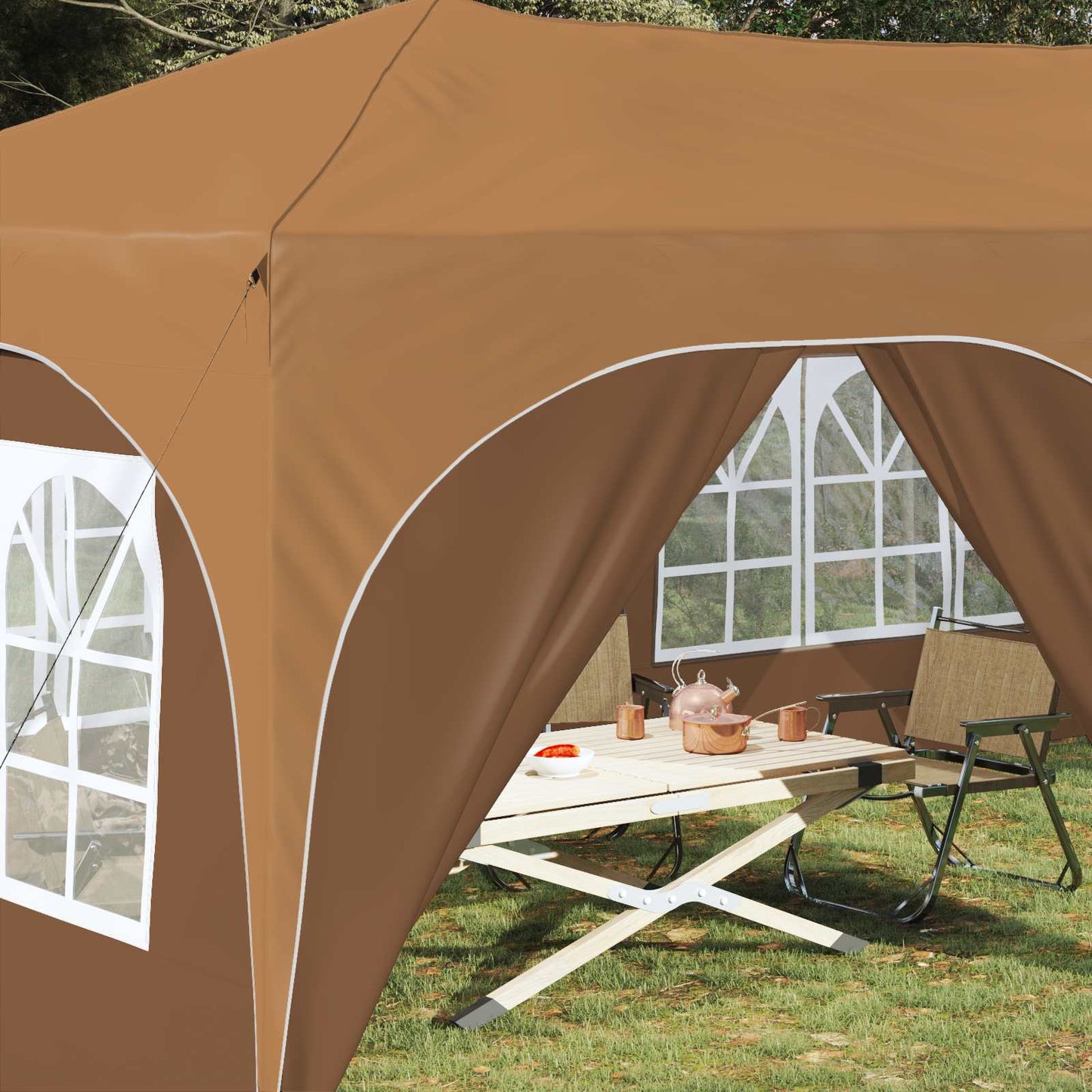 Pop-up Festtelt 575 x 288 x 245 cm Beige Oxford Stoff