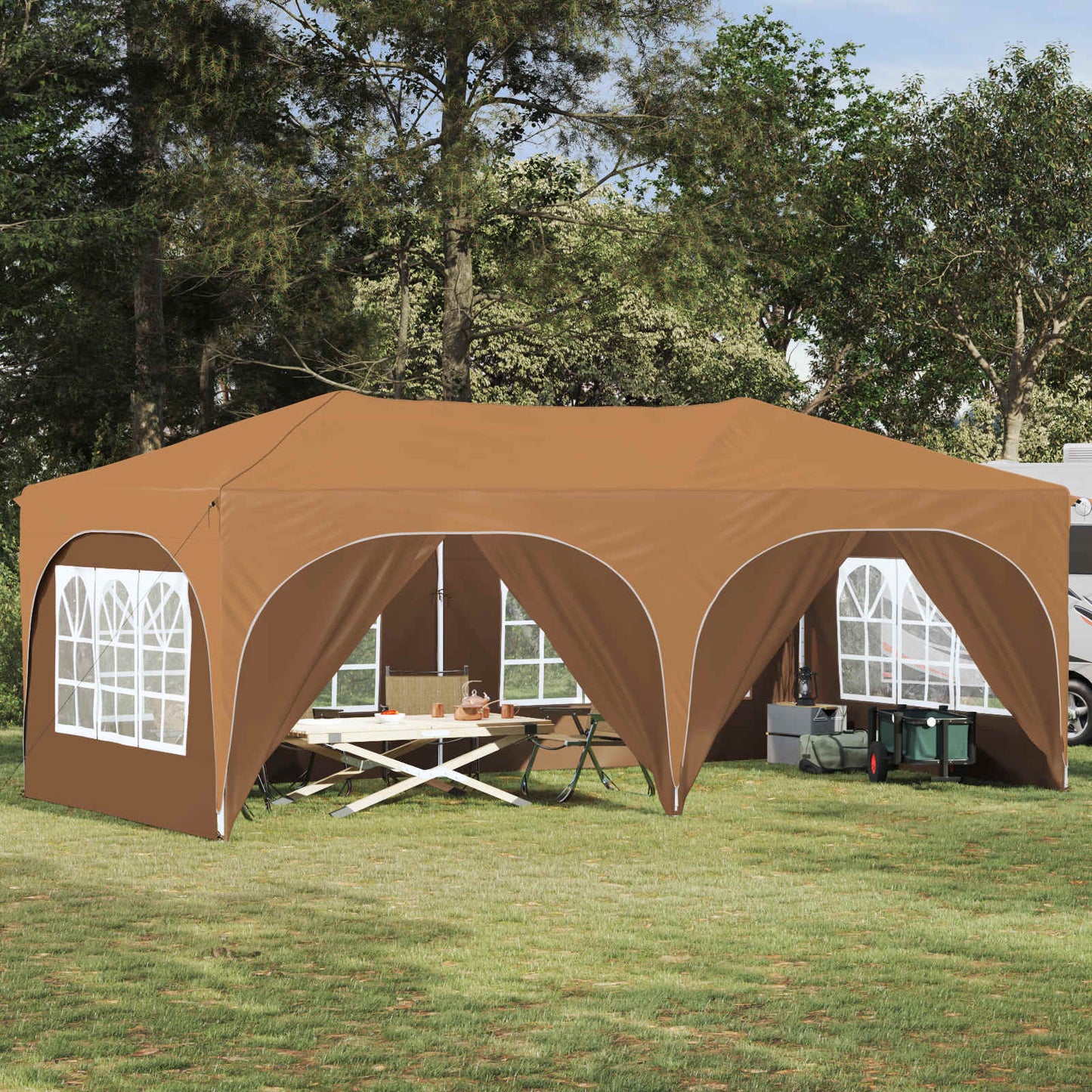 Pop-up Festtelt 575 x 288 x 245 cm Beige Oxford Stoff