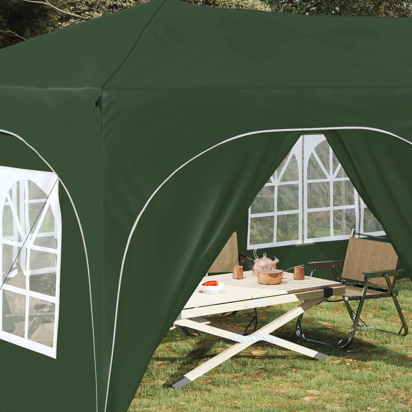 Pop-up Festtelt 575 x 288 x 245 cm Grønn Oxford Stoff