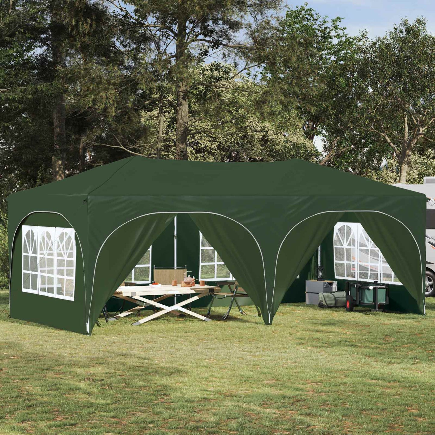 Pop-up Festtelt 575 x 288 x 245 cm Grønn Oxford Stoff