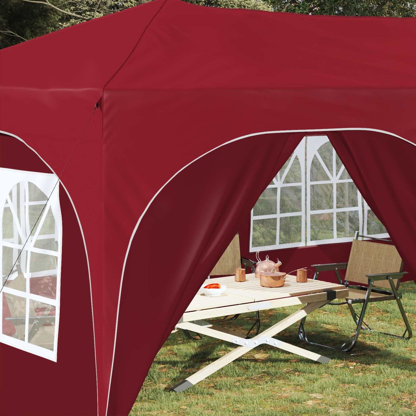 Pop-up Festtelt 575 x 288 x 245 cm Burgunder Oxford Stoff