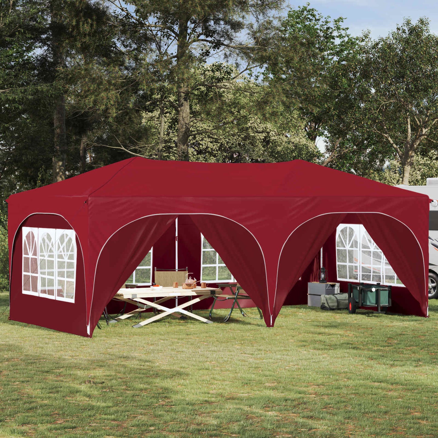 Pop-up Festtelt 575 x 288 x 245 cm Burgunder Oxford Stoff