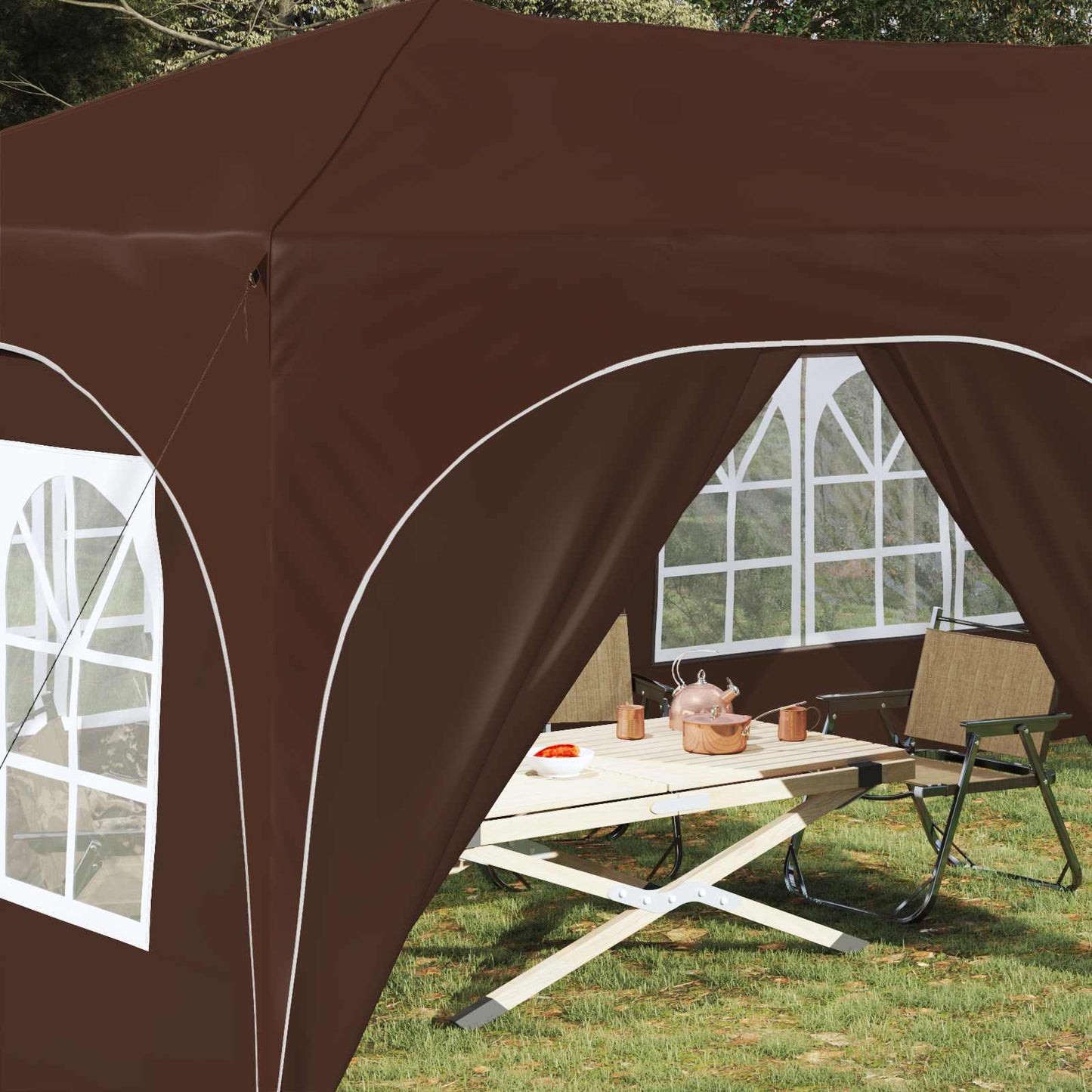 Pop-up Festtelt Brun 575 x 288 x 245 cm Oxford Stoff