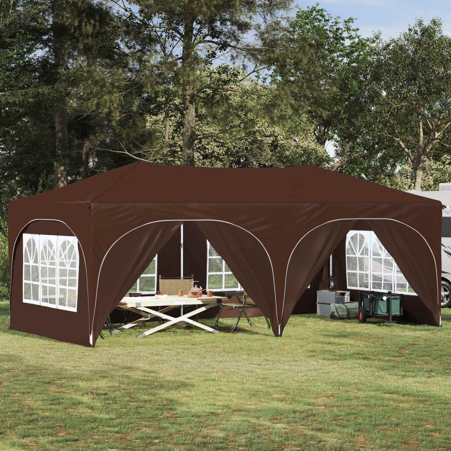 Pop-up Festtelt Brun 575 x 288 x 245 cm Oxford Stoff