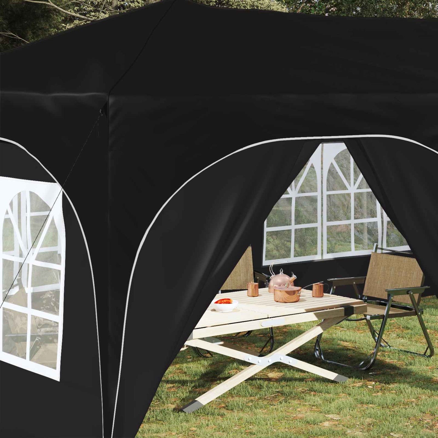 Pop-up Festtelt 575 x 288 x 245 cm Svart Oxford Stoff
