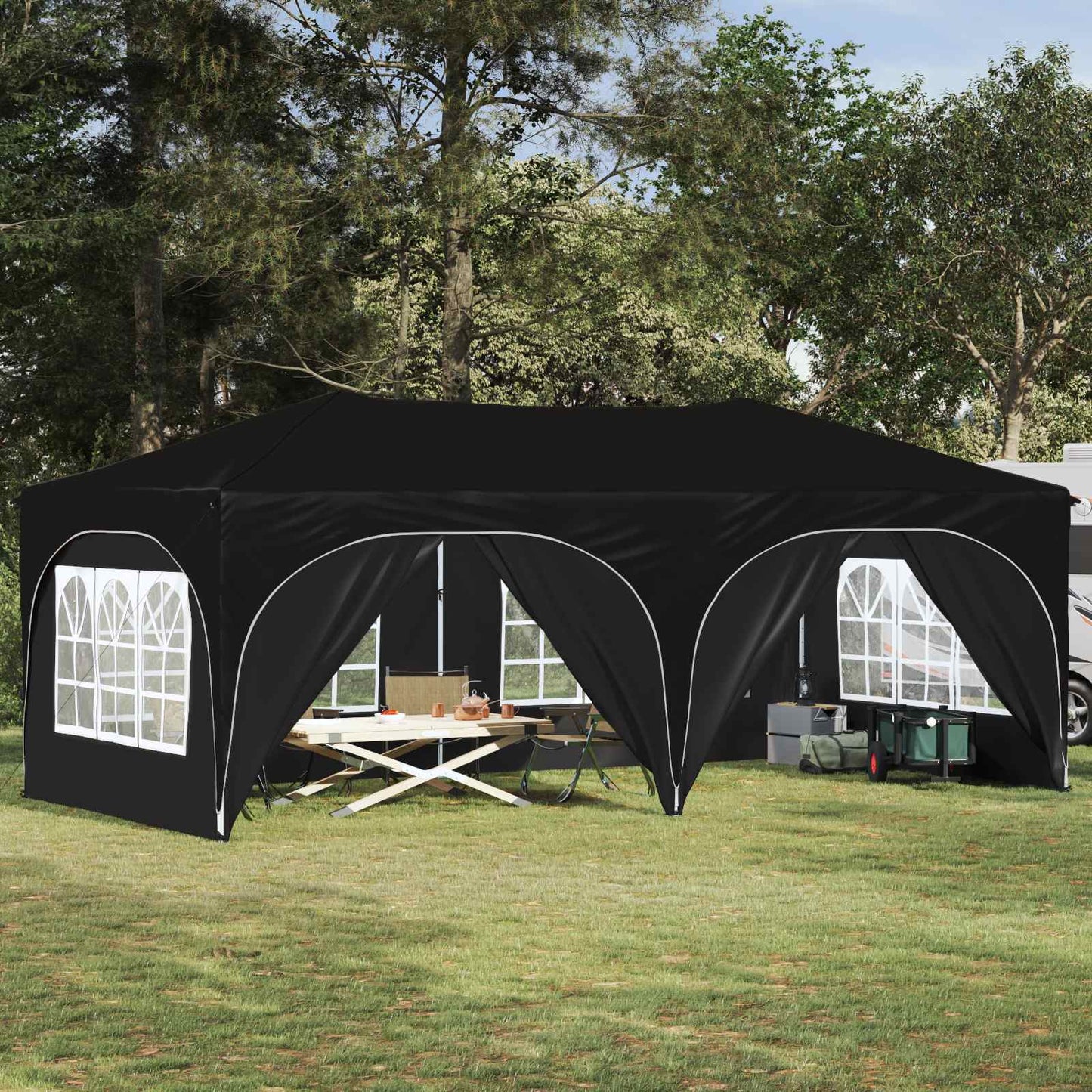Pop-up Festtelt 575 x 288 x 245 cm Svart Oxford Stoff