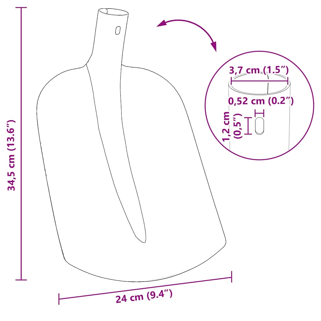 Spadehode Svart 34,5 x 24 cm Pulverlakkert stål