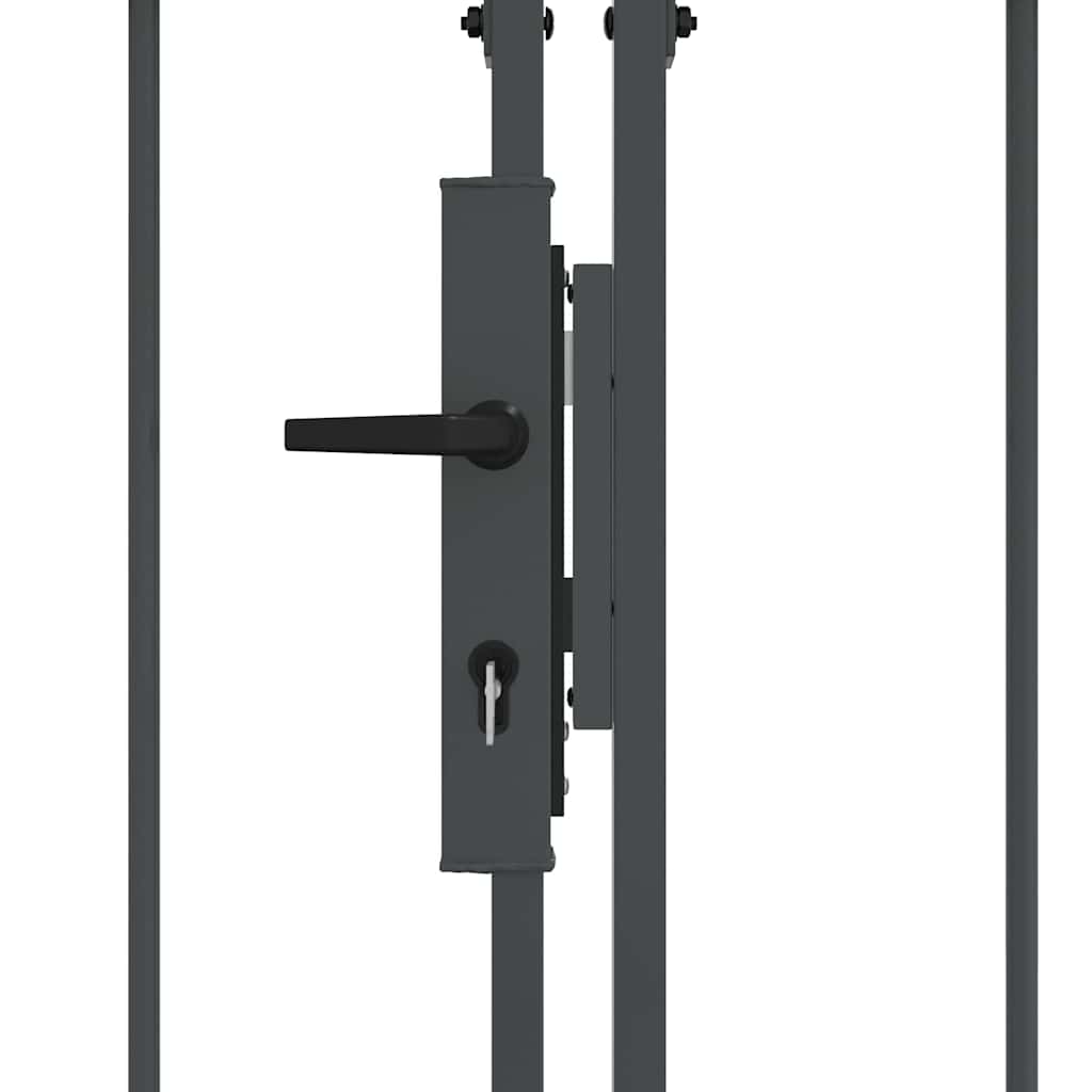 Hagegjerdeport med Bueformet Topp Assen Grå 400 x 100 cm Stål