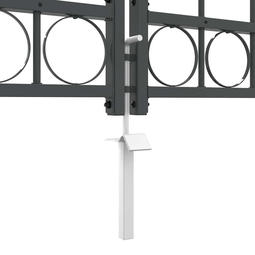 Hagegjerdeport med Bueformet Topp Assen Grå 400 x 125 cm Stål