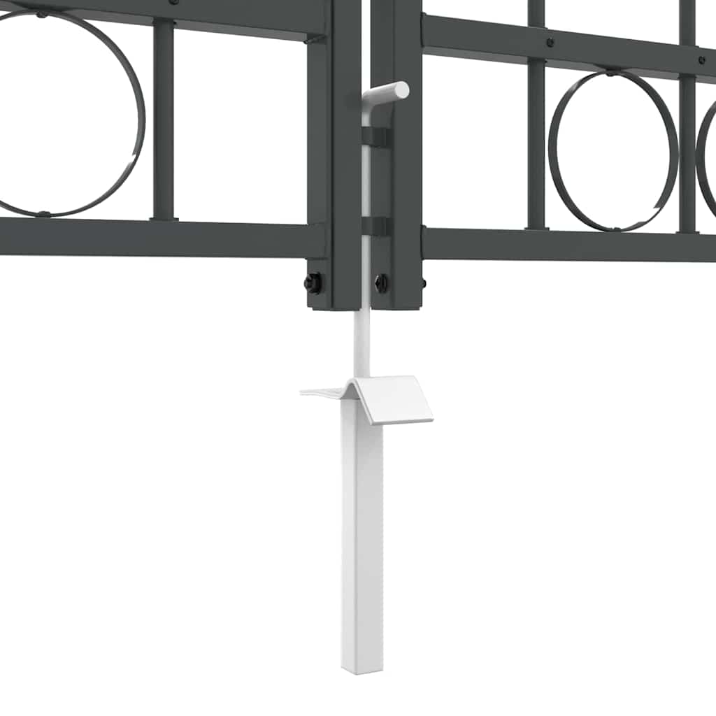 Hagegjerdeport med Bueformet Topp Assen Grå 500 x 75 cm Stål