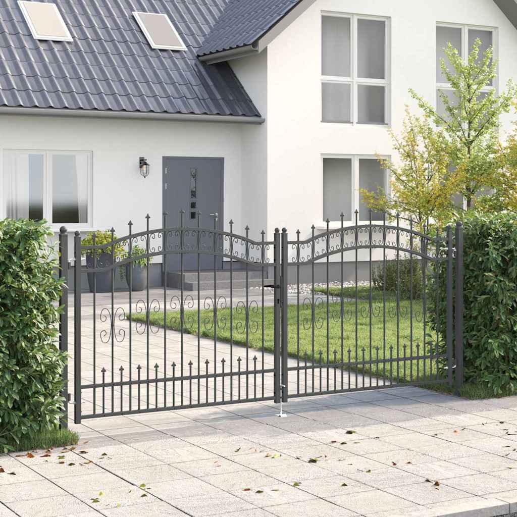 Gjerdedør med Lanse Topp KAMPEN 305 x 125 cm Stål Grå Låsbar