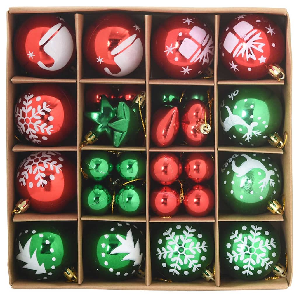 Julekule Sett 40 stk. Rød og grønn Ø 6 cm Plast LED-lys