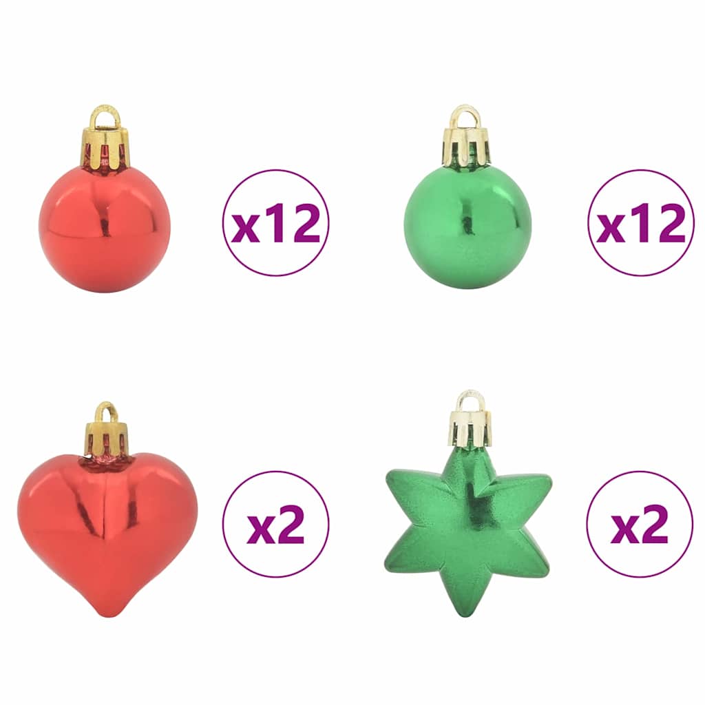 Julekule Sett 40 stk. Rød og grønn Ø 6 cm Plast LED-lys