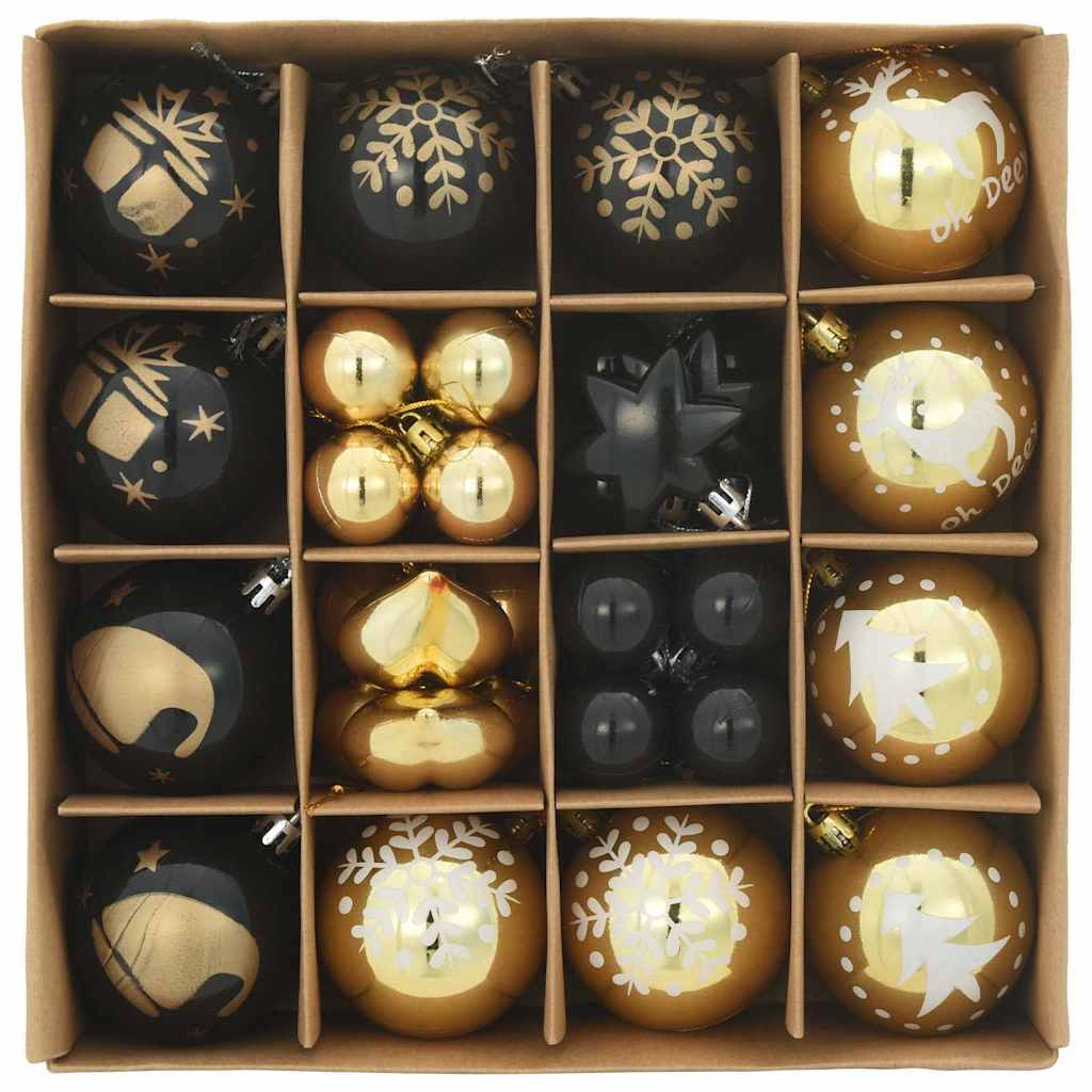 Julekule Sett 40 pcs Svart og Gull Plast