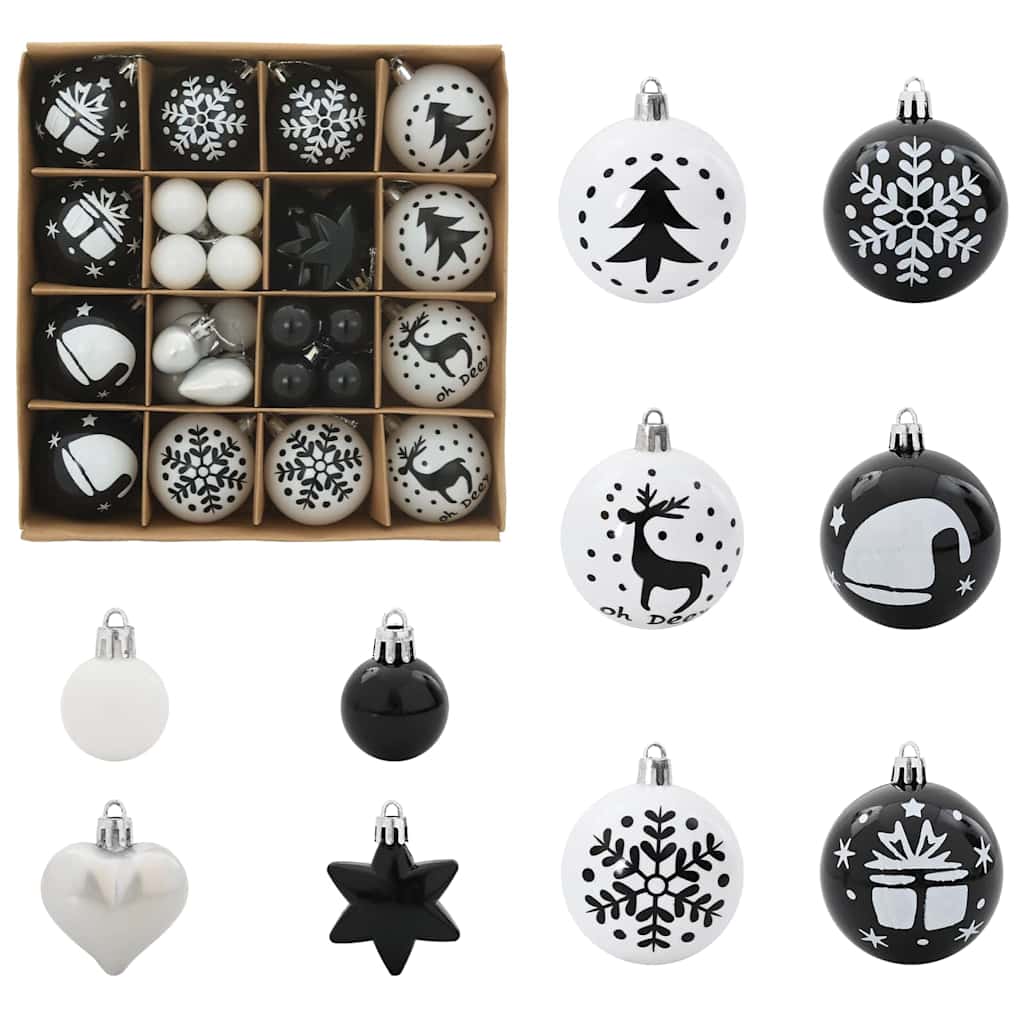 Julekule Sett 40 pcs Svart og Hvit Plast
