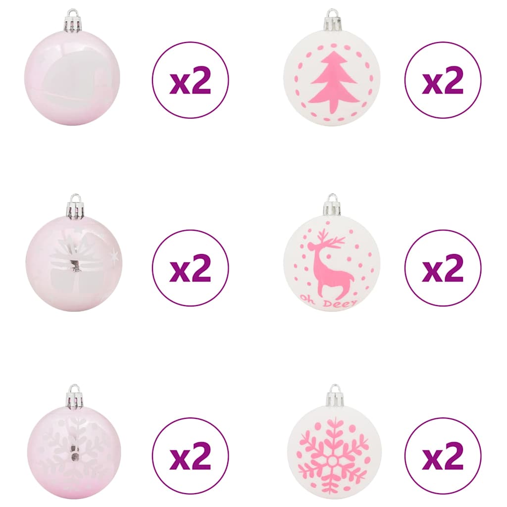 Julekule Sett 40 pcs Hvit og Rosa Plast