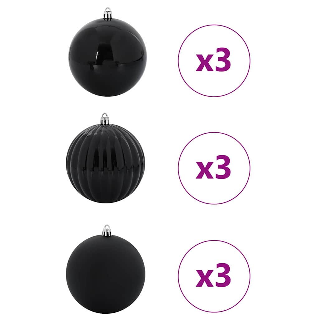 Julepyntsett XL 9 pcs Svart Plast