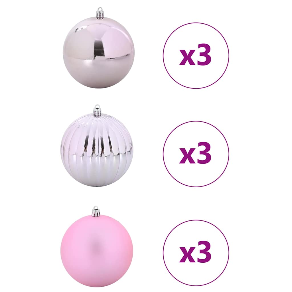 Julekulsett XL 9 pcs Rosa Plast
