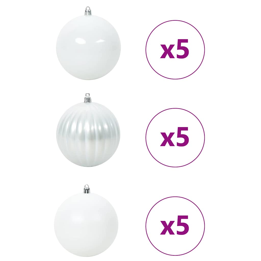 Julekulsett XL 15 stk. Hvit Plast