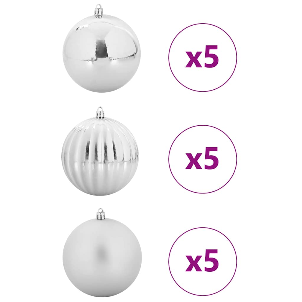 Julekulsett XL 15 pcs sølv Plast