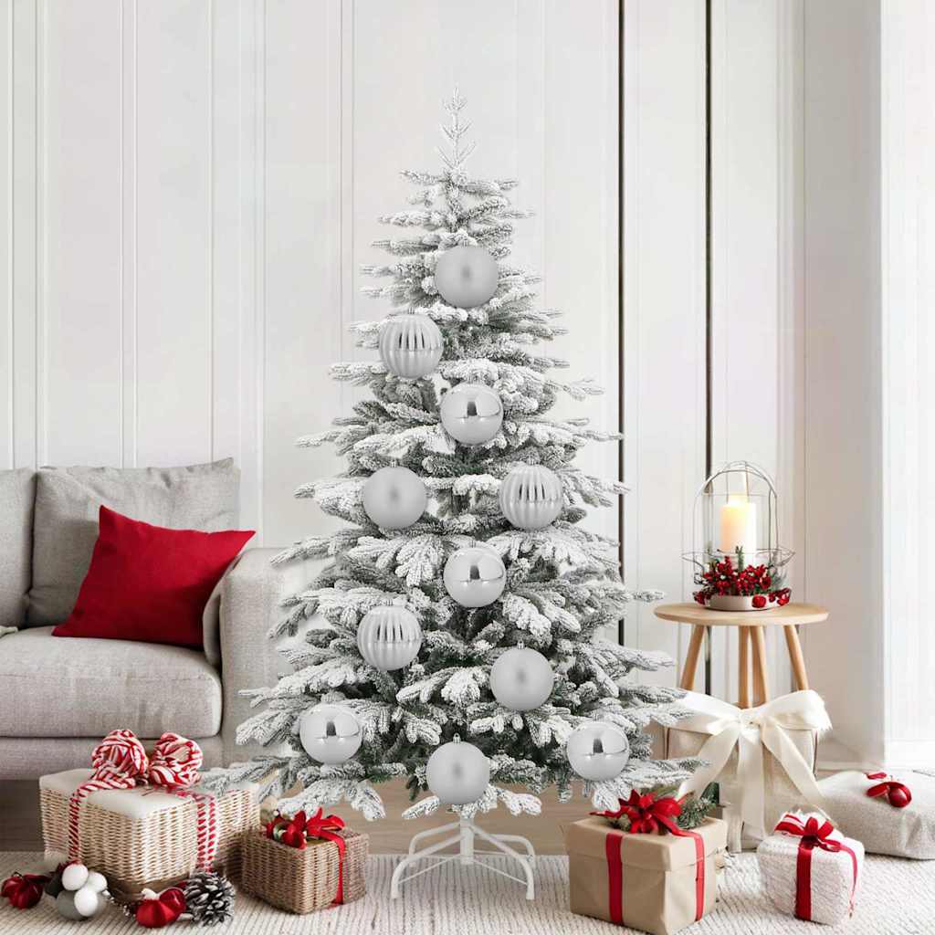Juletrekule Sett XL 9 pcs sølv Ø 15 cm Plast LED-lys