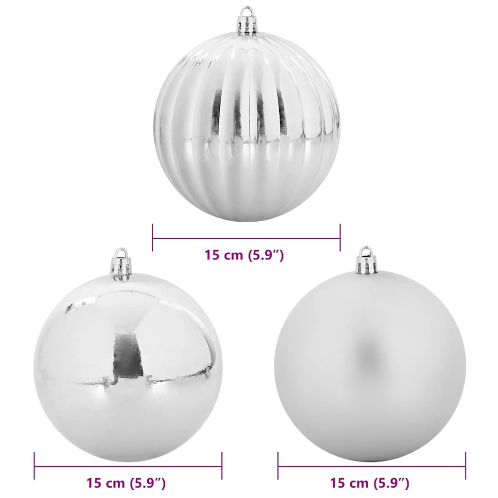 Juletrekule Sett XL 9 pcs sølv Ø 15 cm Plast LED-lys