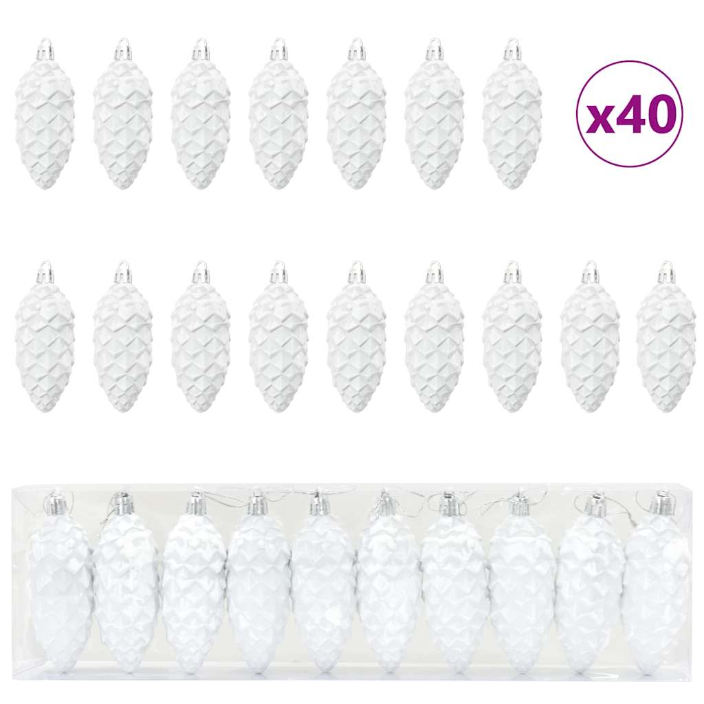 Julefuru Kongleball 40 pcs Hvit Plast