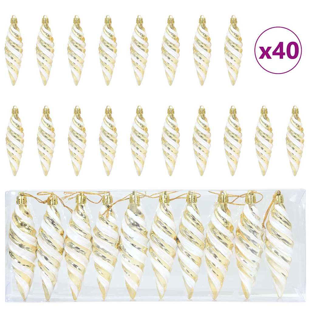 Jule Spiralformet Kule 40 pcs Gull Plast