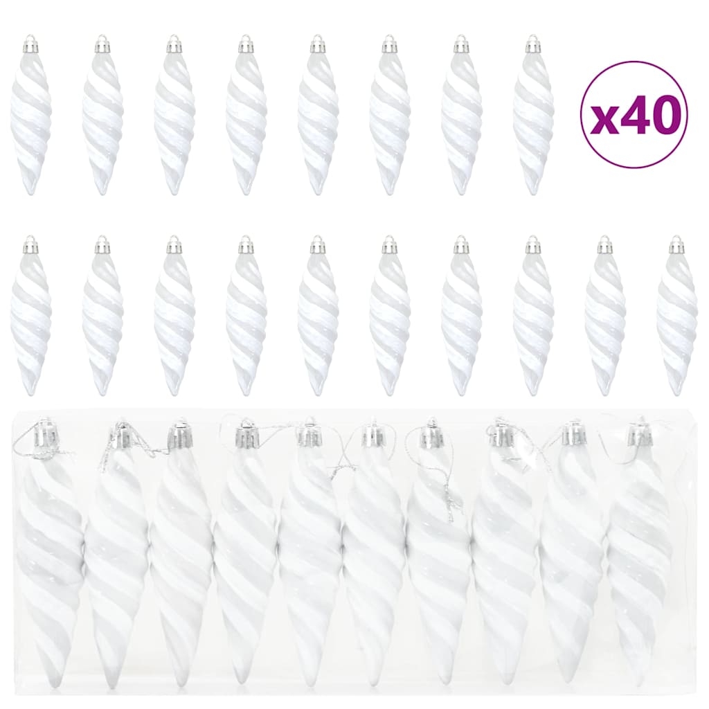 Jule Spiralformet Kule 40 pcs Hvit Plast