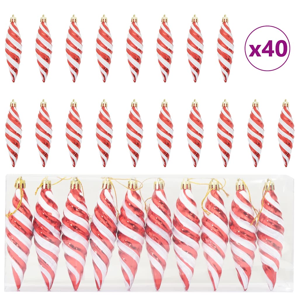 Jule Spiralformet Kule 40 pcs Rød Plast