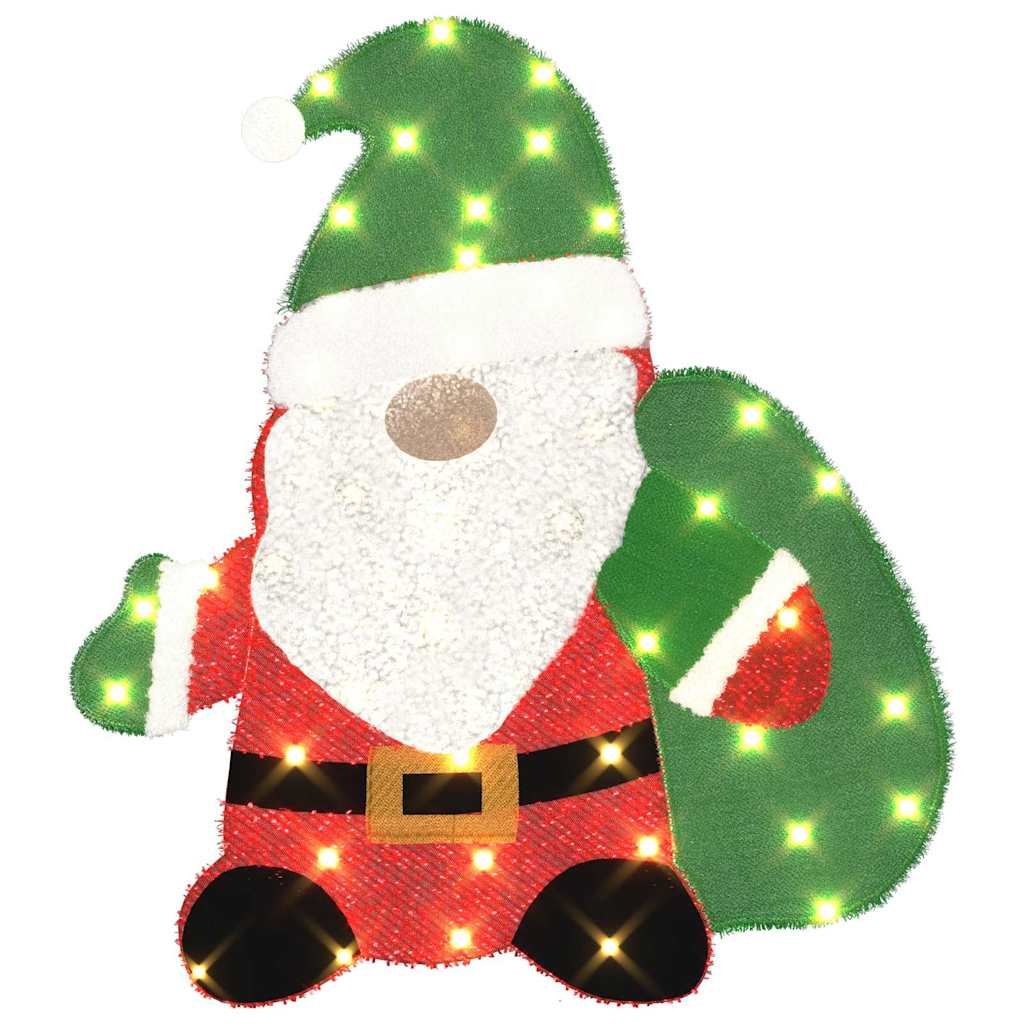 Belyst Julenisse med 60 LED Varmhvit 70 x 62 cm Glitterstoff