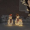 Belyst Snømann Familie 3 pcs Varmhvit Polyester